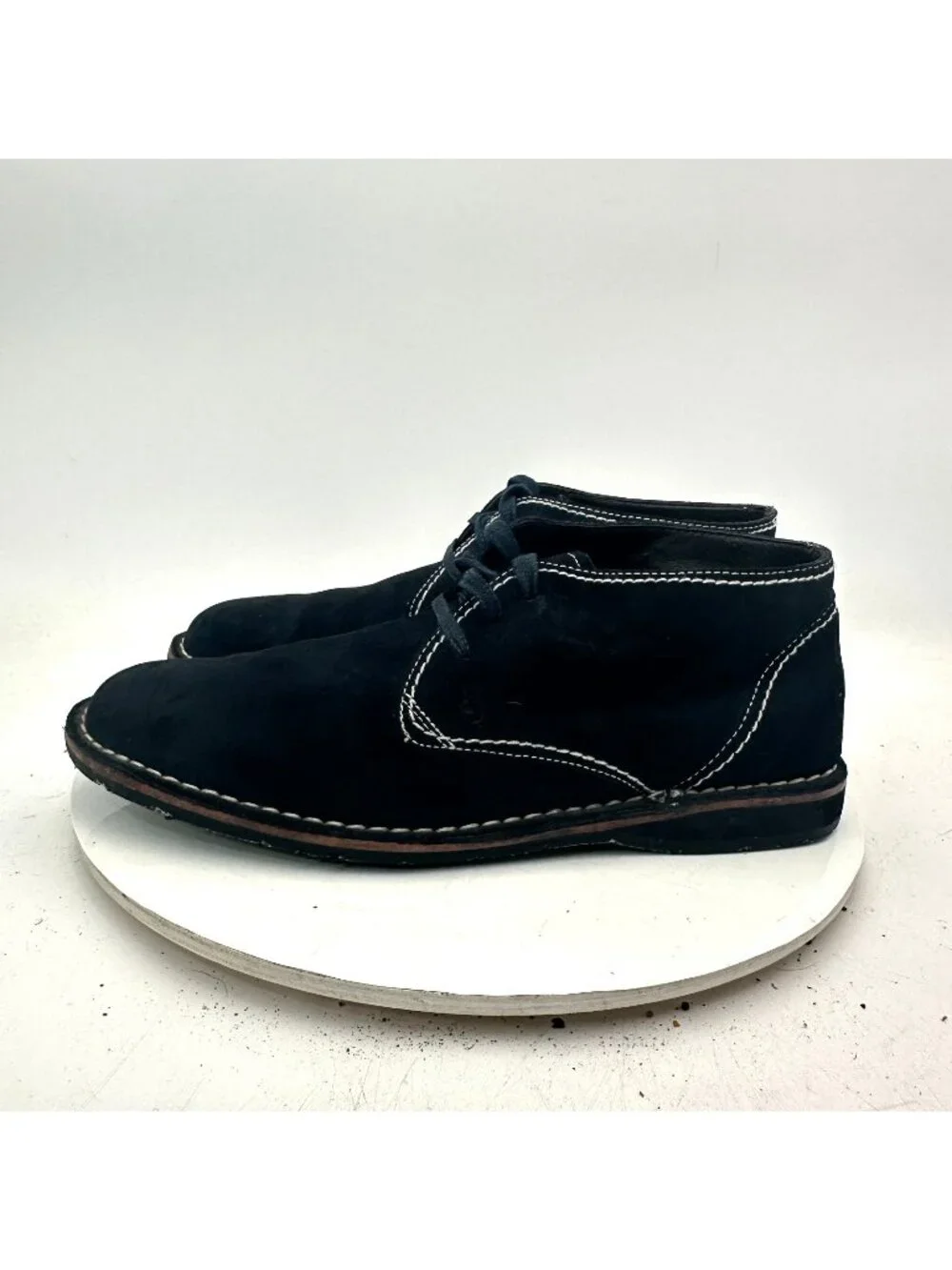 John Varvatos Hipster Men Size 9.5 M Black Suede White Stitch Ankle Chukka Boot